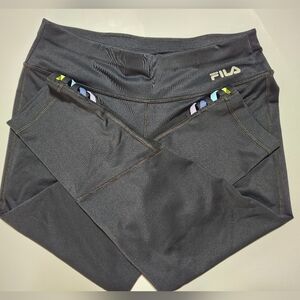 Fila Black Leggings with Multicolor Trim